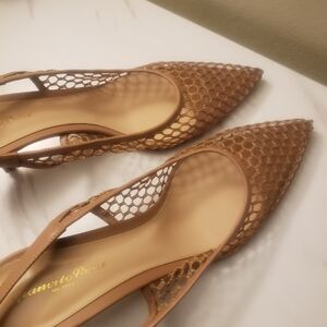 Gianvito Rossi Tan Mesh Heels